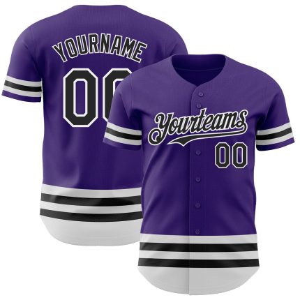 Purple Black-White Line Authentic Custom Jersey