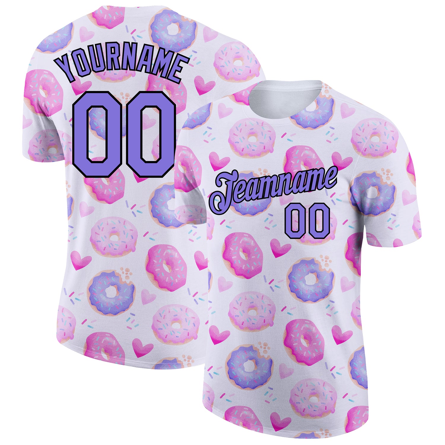 3DPattern3624_1500x.jpg White Purple-Black 3D Pattern Design Dessert Performance Custom T-Shirt - Image 1