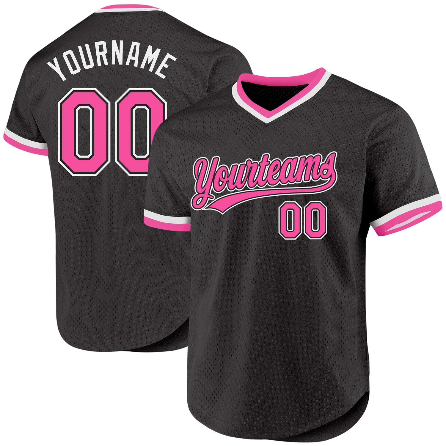 Black1908_1500x.jpg Black Pink-White Authentic Throwback Custom Jersey - Image 1