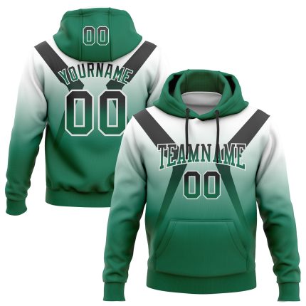 Stitched White Black-Kelly Green Fade Fashion Arrow Sports Pullover Sweatshirt Custom Hoodie