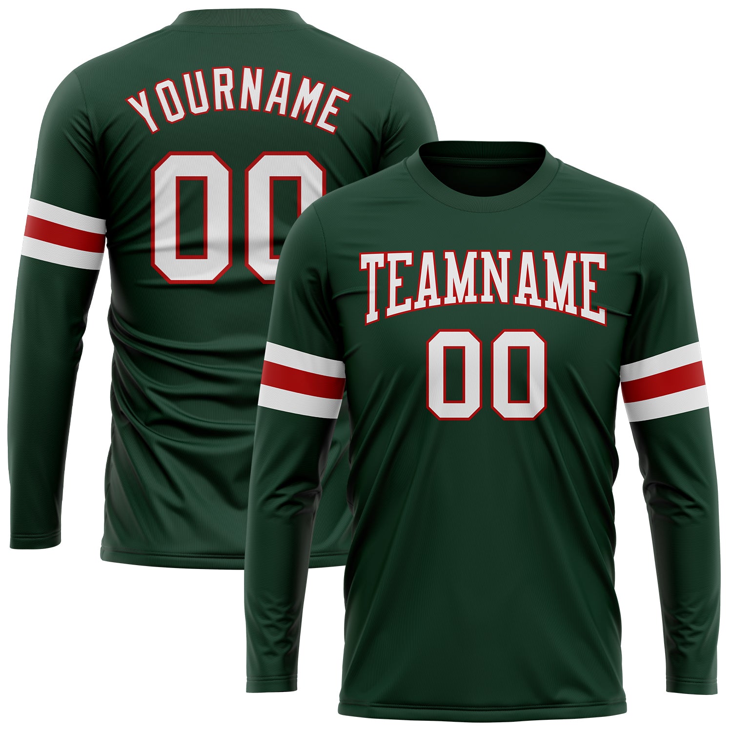 LongSleeve0113_5abb62f0-0f5c-4167-912b-0c72ff16dabc_1500x.jpg Green White-Red Long Sleeve Performance Custom T-Shirt - Image 1