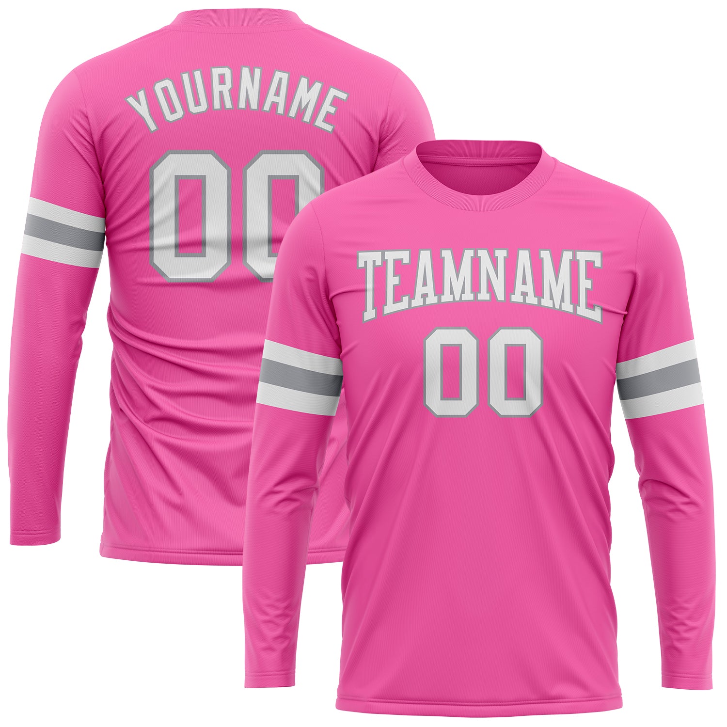 LongSleeve0155_8af34203-888b-4c9e-aed0-0003ac09b0f8_1500x.jpg Pink White-Gray Long Sleeve Performance Custom T-Shirt - Image 1