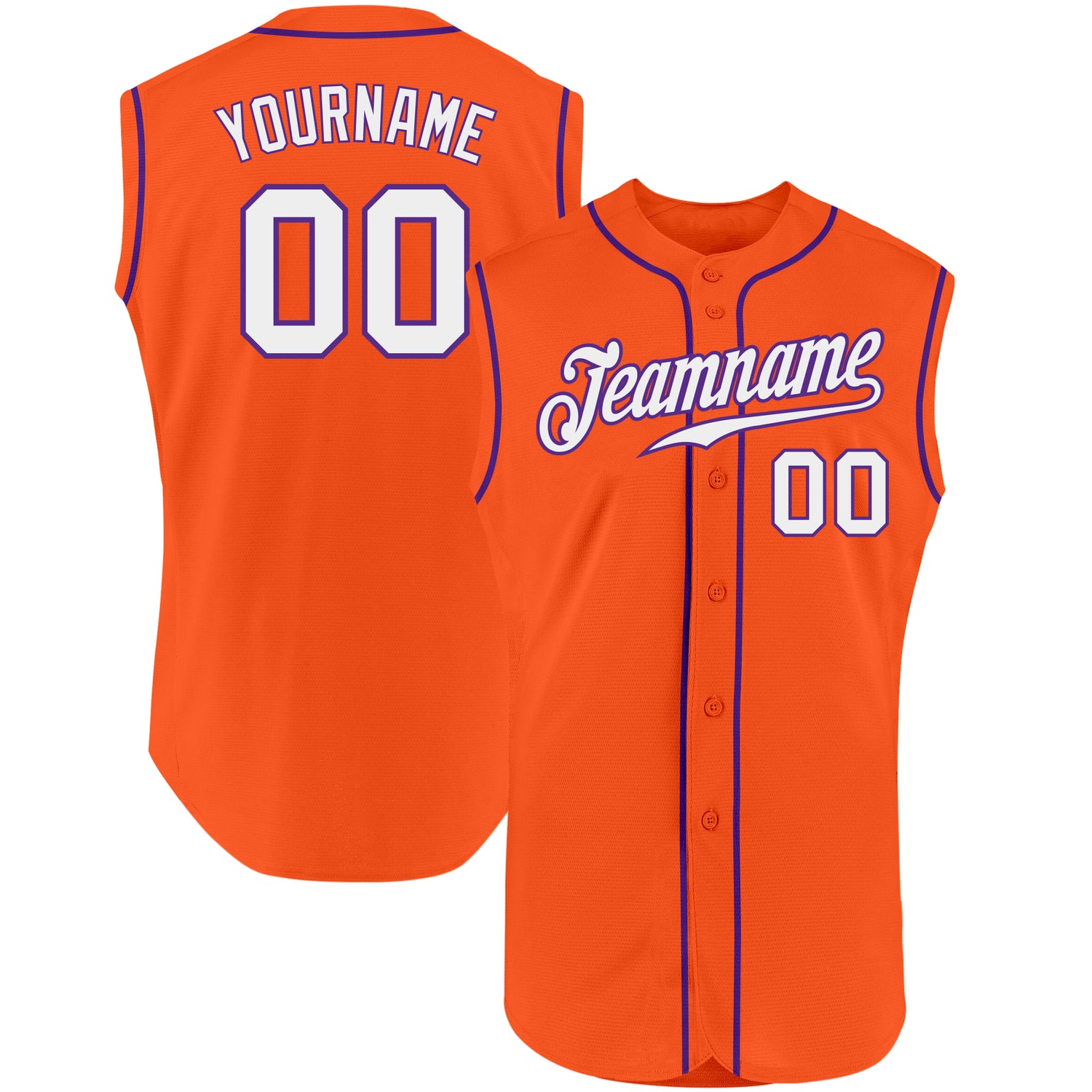 Orange0195_1500x.jpg Orange White-Purple Authentic Sleeveless Custom Jersey - Image 1