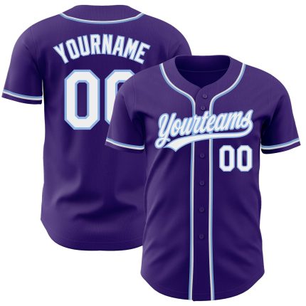 Purple White-Light Blue Authentic Custom Jersey