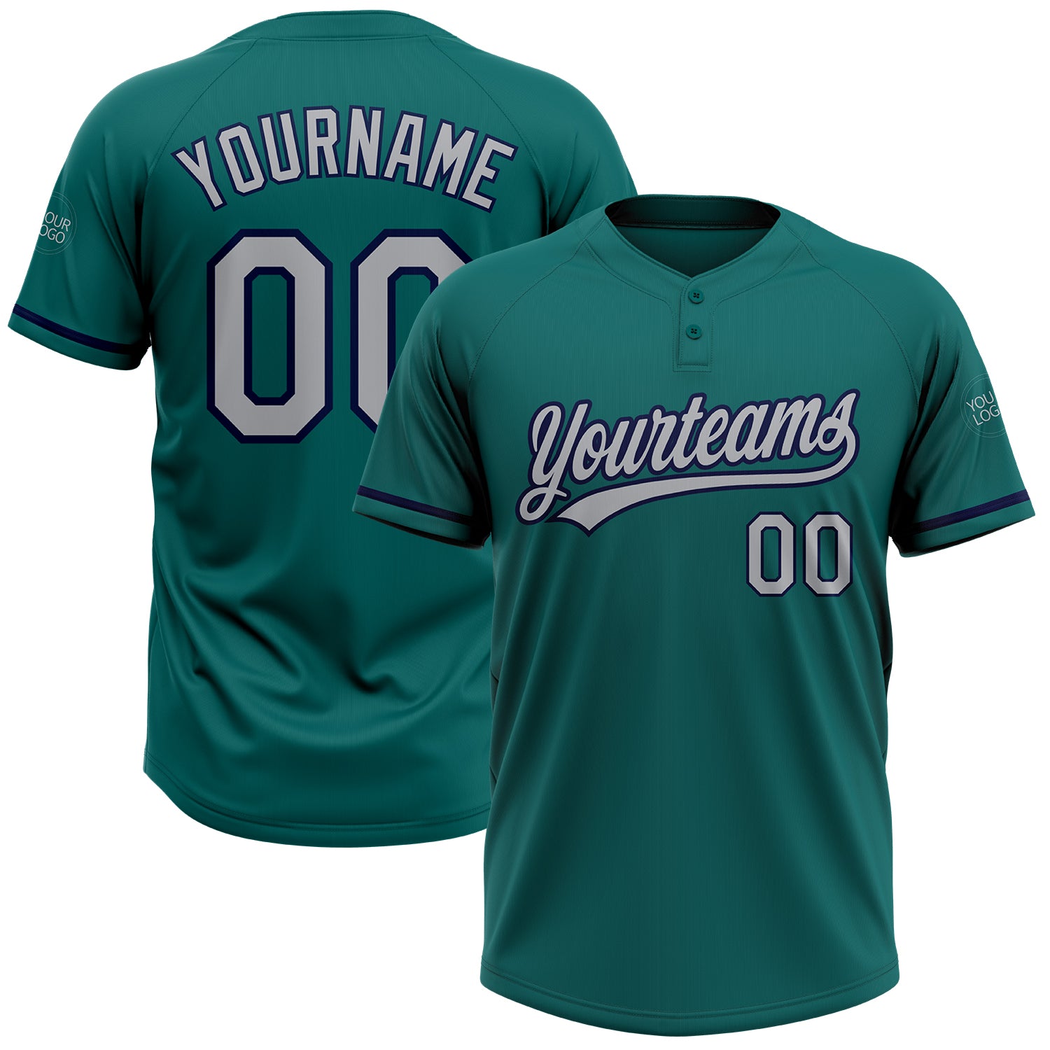Softball0599_1500x.jpg Teal Gray-Navy Two-Button Unisex Custom Jersey - Image 1