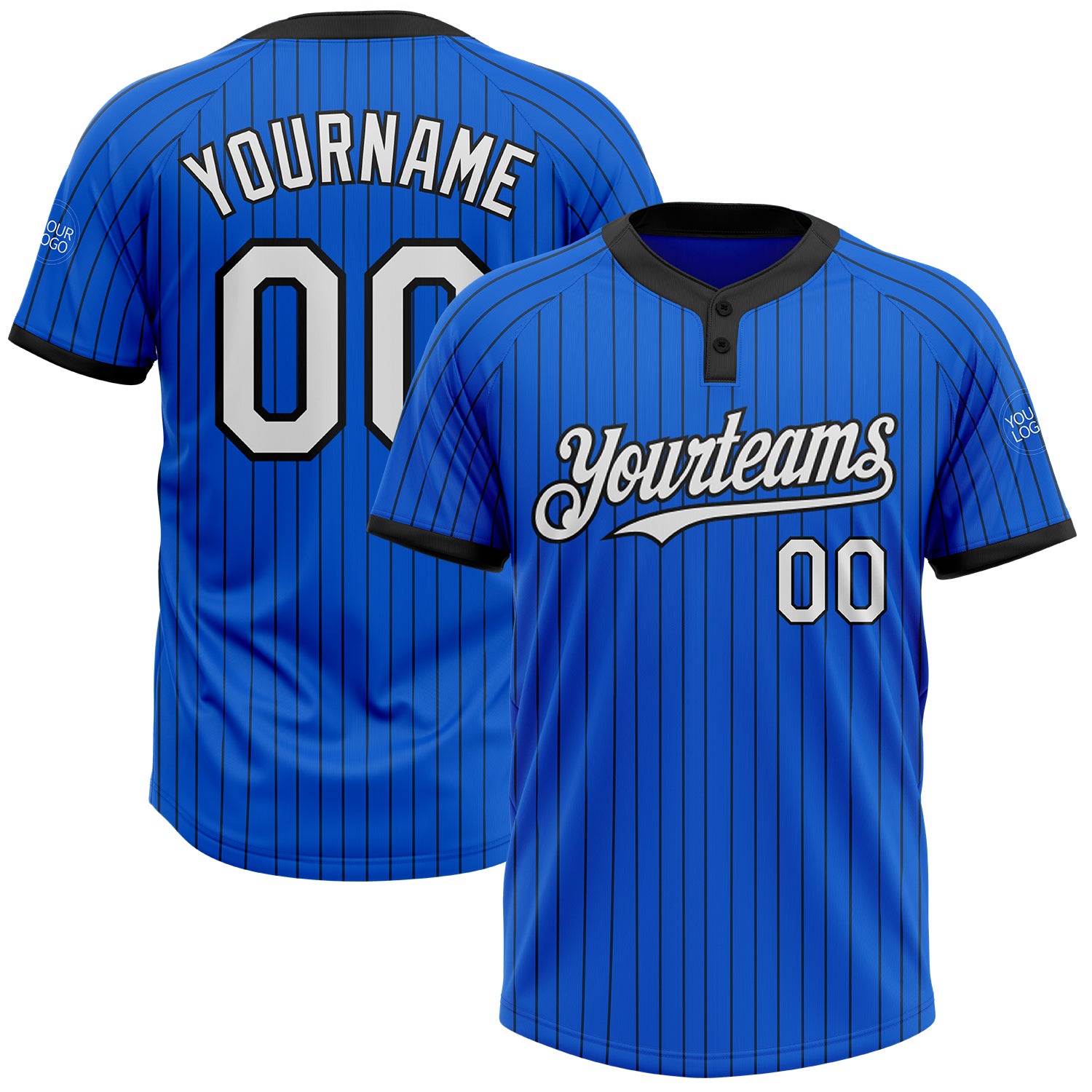 Softball1305_1500x.jpg Thunder Blue Black Pinstripe White Two-Button Unisex Custom Jersey - Image 1