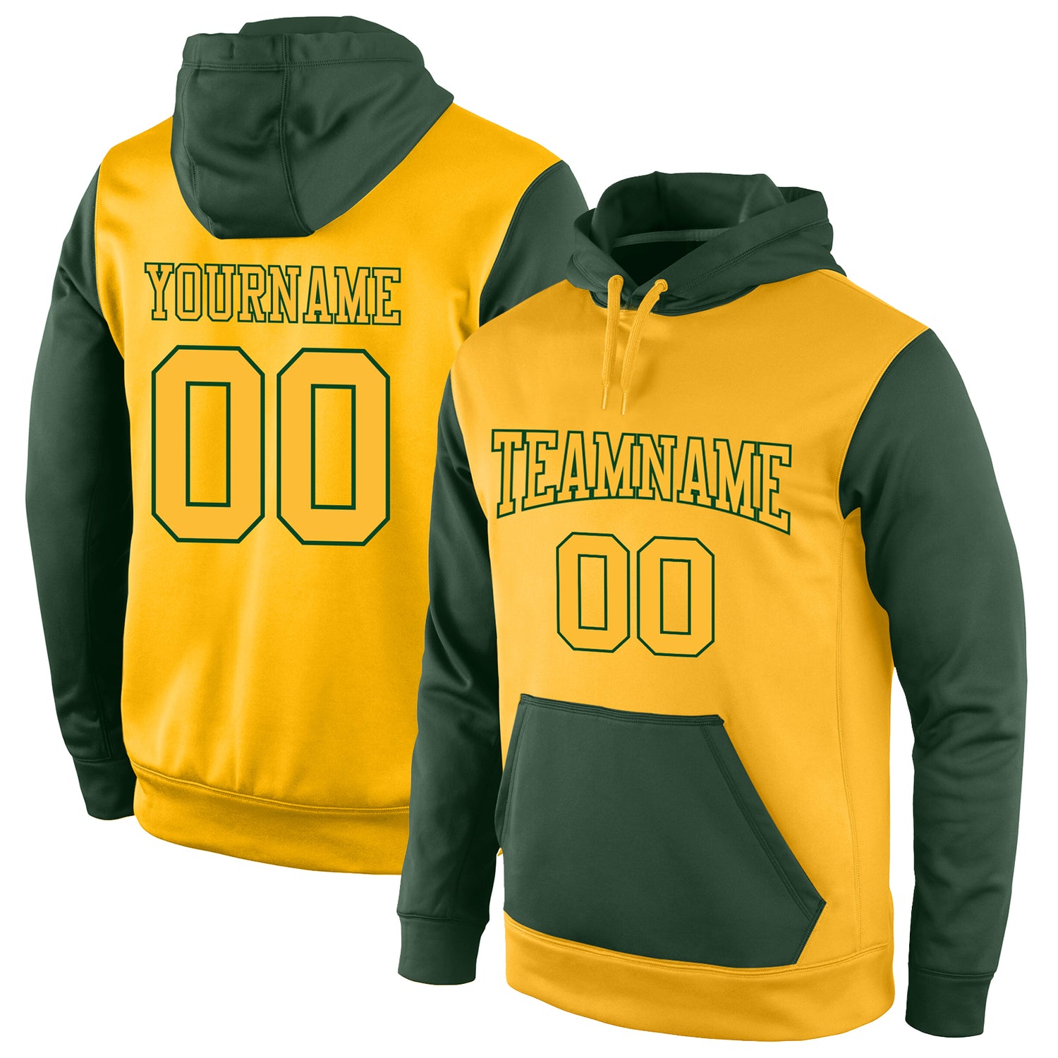 gold_0196_1500x.jpg Stitched Gold Gold-Green Sports Pullover Sweatshirt Custom Hoodie - Image 1