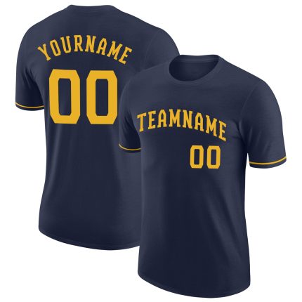 Navy Gold Performance Custom T-Shirt